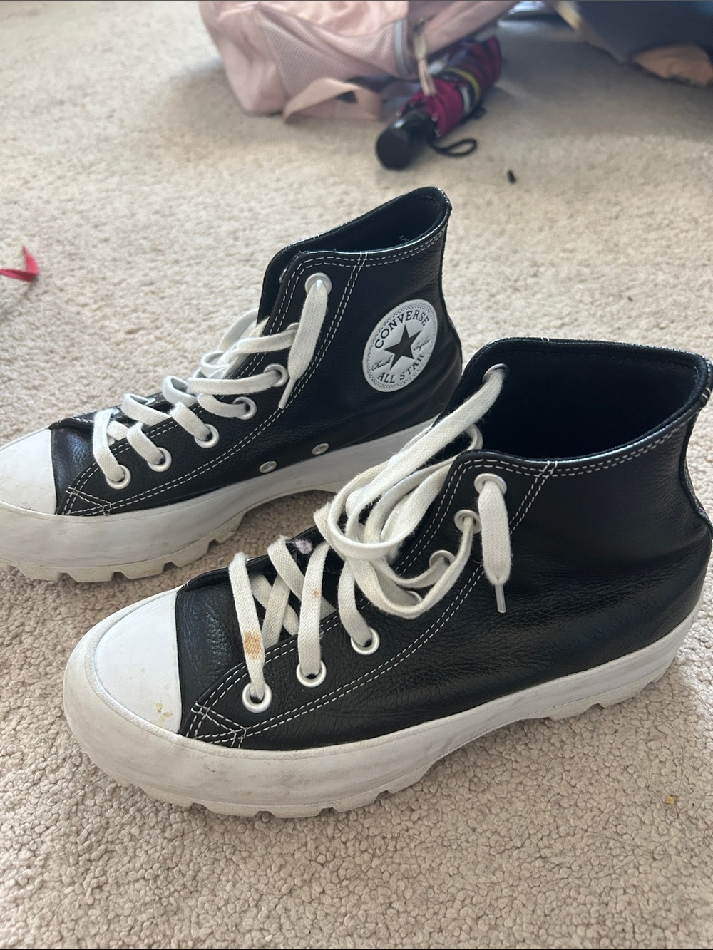 Converse Kids Black and White High-Top Platform Sneakers
